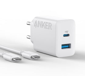 ANKER USB-C Charger 2 port 1xUSB-C 1xUSB-A 20W Fast Charging with 150cm USB cable