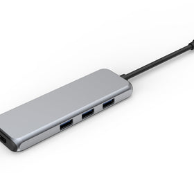 NÖRDIC 1 till 8 USB-C dockingsstation dubbla HDMI 4K60Hz, 1xUSB-C PD87W 3xUSB-A 3.1 1xSD Micro SD kortläsare space grey dual HDMI USB C adapter