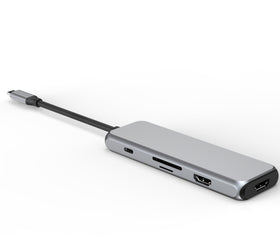 NÖRDIC 1 till 8 USB-C dockingsstation dubbla HDMI 4K60Hz, 1xUSB-C PD87W 3xUSB-A 3.1 1xSD Micro SD kortläsare space grey dual HDMI USB C adapter