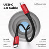 NÖRDIC 1.5m USB4 USB-C till C nylonflätad kabel PD3.1 med 240W snabbladdning 40G 8K60Hz 4K120Hz 5K60Hz 2x4K60Hz Emarker