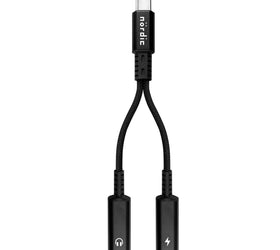 1 till 2 USB-C till 2xUSB-C hörlursadapter med 60W laddning