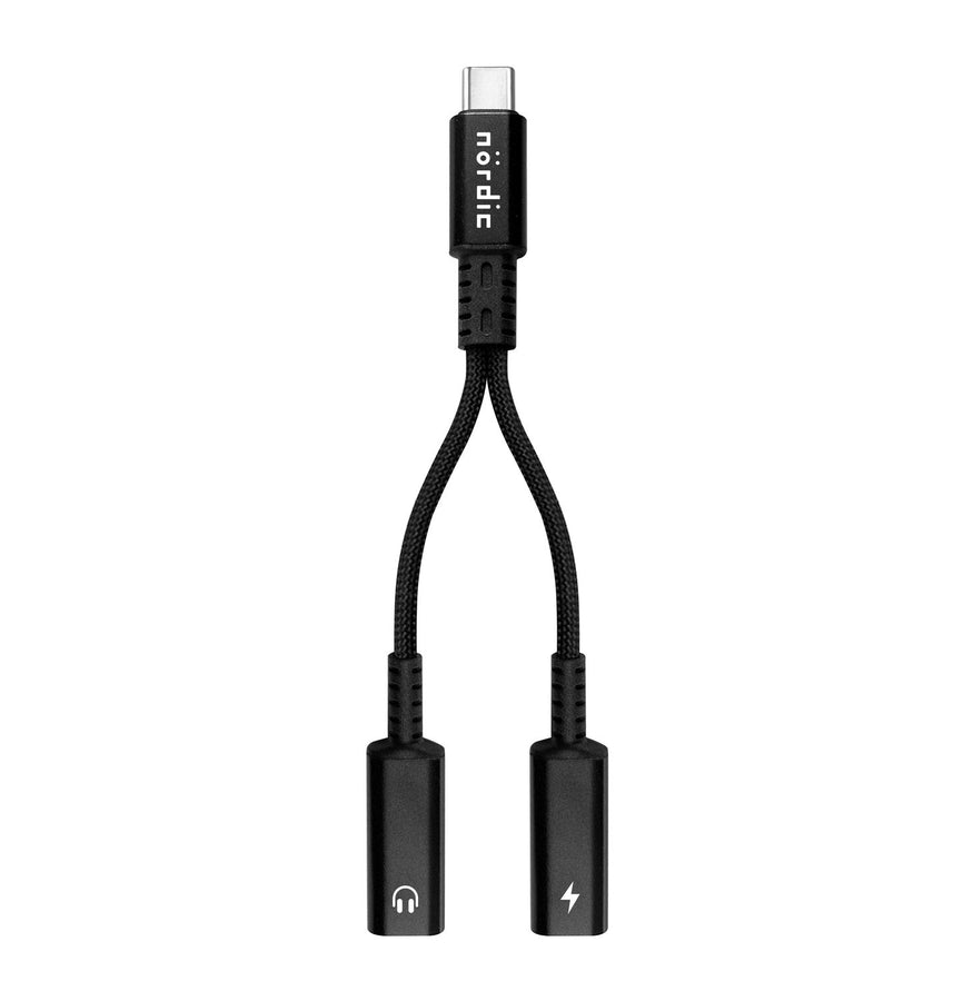 1 till 2 USB-C till 2xUSB-C hörlursadapter med 60W laddning