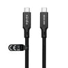 NÖRDIC 2m USB4 USB-C till C nylonflätad kabel PD3.1 240W 40G 8K60Hz 4K240Hz svart