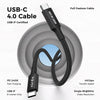 NÖRDIC 2m USB4 USB-C till C nylonflätad kabel PD3.1 240W 40G 8K60Hz 4K240Hz svart