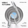 NÖRDIC 2m USB4/Thunderbolt 4 USB-C till C nylonflätad kabel PD3.1 med 240W snabbladdning 40G 8K60Hz 4K120Hz 5K60Hz 2x4K60Hz Emarker