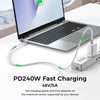 NÖRDIC 2m USB4/Thunderbolt 4 USB-C till C nylonflätad kabel PD3.1 med 240W snabbladdning 40G 8K60Hz 4K120Hz 5K60Hz 2x4K60Hz Emarker