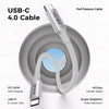 NÖRDIC 50cm USB4/Thunderbolt 4 USB-C till C nylonflätad kabel PD3.1 med 240W snabbladdning 40G 8K60Hz 4K120Hz 5K60Hz 2x4K60Hz Emarker