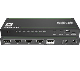 NÖRDIC 8K HDMI 2.1 eARC/ARC Switch och Extraktor 4 till 1 Optisk SPDIF & Stereo CEC HDR Dolby Atmos, True HD, Digital Plus, DTS-HD Master