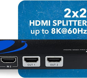 NÖRDIC HDMI Splitter 2 in 2 Out, 4K@120Hz, Dolby Vision Pass-Through, HDCP 2.3, Auto EDID Management