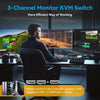 KVM-switch 2 PC 3 skärmar 8K60Hz 4K144Hz Tripplaskärmar 2xDP 1xHDMI 4xUSB 3.0-portar