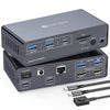 USB-C Dockningsstation med KVM-switch 2 PC 2 skärmar 4K60Hz HDMI EDID 12-i-1 Gigabit Ethernet, kortläsare, 5xUSB-A och USB-C