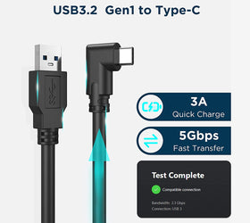 NÖRDIC VR Link kabel 7m USB3.2 Gen1 USB-C till A 5Gbps 3A snabb laddning Oculus Quest 2 Super Speed USB Link Cable