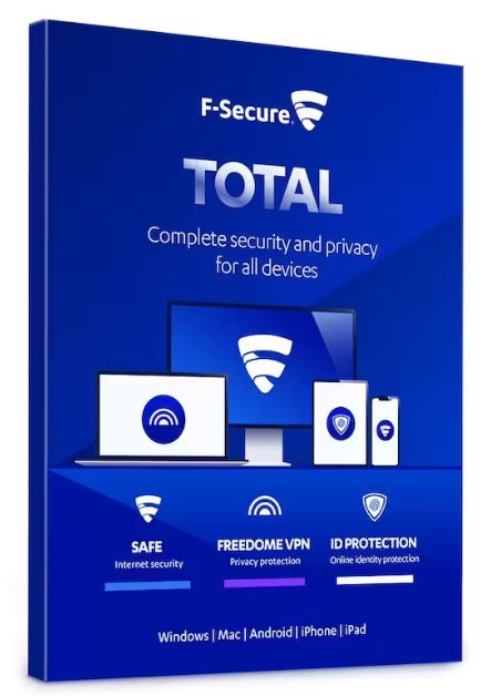 F-Secure Total (Internet Security + VPN + ID-skydd) 5-licens för Windows, Mac, iPhone, Android, iPad