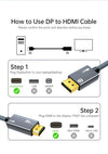 NÖRDIC 3m Displayport 1.4 till HDMI 2.1 8K60Hz 4K120/144Hz Dynamic HDR 32.4Gbps Dolby ATMOS