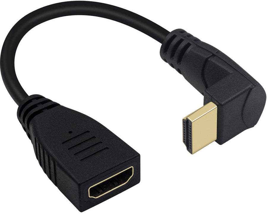 NÖRDIC vinklad HDMI adapter 4K30Hz UHD hane till hona 20cm svart