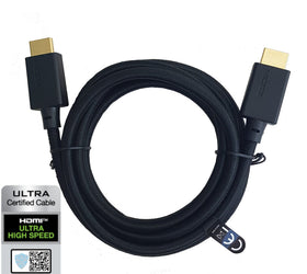 CERTIFIED CABLES 2m Ultra High Speed HDMI2.1 8K 60Hz 4K 120Hz 48Gbps Dynamic HDR eARC Game Mode VRR Dolby ATMOS nylonflätad kabel guldpläterad